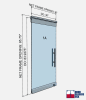 "P" Single Glass Door, 4 in. Square Top and Bottom Rails, Accepts 1/2 in. Glass (Glass Not Included), 1-3/4 in. x 4 in. x 36 in. Frame Head, Concealed Closer, 24 in. Back To Back Ladder Pull, and Lock, Polished Stainless Finish - Image 5 of 0