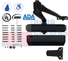 Phoenix Architectural Hardware 9-1/16 in. x 3/4 in. Grade 1 Door Closer - Black Finish - Adjustable Spring Power - Separate Sweep, Latch & Backcheck Valves - Tri-Packed with Large Parallel Arm Bracket - UL 10C Fire Rated - Image 1 of 0