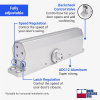 R25057 9-1/16 in. x 3/4 in. ADA Compliant Fire Rated Commercial Door Closer With Adjustable Spring Size 1-6, Closing Speed Control, and Backcheck, Aluminum Finish - Image 4 of 0