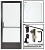 Alumitrex Left Hand Storefront Glass Door Replacement, 35-3/4 in. x 83-3/16 in. x 1-3/4 in., Offset Pivots, Concealed Track Arm, Deadbolt, Outside Pull Handle, Inside Push Bar, Dark Bronze Anodized Finish, Glass Not Included - Image 1 of 0