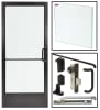 Alumitrex Right Hand Storefront Glass Door Replacement, 35-3/4 in. x 83-3/16 in. x 1-3/4 in., Offset Pivots, Concealed Track Arm, Deadbolt, Outside Pull Handle, Inside Push Bar, Dark Bronze Anodized Finish, Glass Not Included - Image 1 of 0