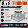8 x 8 galvanized steel HVAC ceiling register box with 8 inch round collar - Image 2 of 0