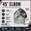 9 inch 45-degree adjustable galvanized steel HVAC round duct elbow - Image 2 of 0