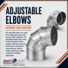 9 inch 90-degree adjustable galvanized steel HVAC round duct elbow - Image 4 of 0