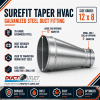 12 inch to 8 inch galvanized steel tapered HVAC duct reducer with collars - Image 2 of 0