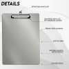 Acrimet Aluminum Clipboard Letter Size A4 (13 9/16" x 9 1/4") Low Profile Clip (Silver Color) (1 Pack) - Image 2 of 0