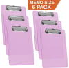 Acrimet Clipboard Memo Size A5 (9 1/4" x 6 5/16") Low Profile Clip (Plastic) (Clear Pink Color) (6 Pack) - Image 1 of 0