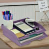 Acrimet Stackable Letter Tray 2 Tier Side Load Plastic Desktop File Organizer (Solid Purple Color) Code.218.L.O - Image 2 of 0