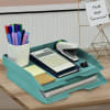 Acrimet Stackable Letter Tray 2 Tier Side Load Plastic Desktop File Organizer (Solid Green Color) Code.218.V.O - Image 2 of 0