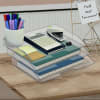 Acrimet Stackable Letter Tray 3 Tier Side Load Plastic Desktop File Organizer (Crystal Color) Code.219.3 - Image 2 of 0