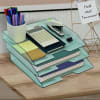 Acrimet Stackable Letter Tray 3 Tier Side Load Plastic Desktop File Organizer (Clear Green Color) Code.219.5 - Image 2 of 0