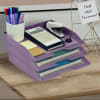 Acrimet Stackable Letter Tray 3 Tier Side Load Plastic Desktop File Organizer (Solid Purple Color) Code.219.L.O - Image 2 of 0