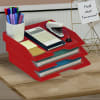 Acrimet Stackable Letter Tray 3 Tier Side Load Plastic Desktop File Organizer (Solid Red Color) Code.219.VM.O - Image 2 of 0
