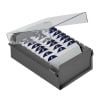 Acrimet 3 X 5 Card File Holder Organizer Metal Base Heavy Duty (Gray Color with Crystal Plastic Lid Cover) Code 921.3 - Image 1 of 0
