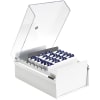 Acrimet 4 X 6 Card File Holder Organizer Metal Base Heavy Duty (White Color with Crystal Plastic Lid Cover) Code 922.8 - Image 1 of 0