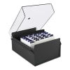 Acrimet 5 X 8 Card File Holder Organizer Metal Base Heavy Duty (Black Color with Crystal Plastic Lid Cover) Code 923.7 - Image 1 of 0
