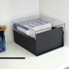 Acrimet 6 x 9 Card File Holder Organizer Metal (AZ Index Cards and Divider Included) (Black Color with Crystal Plastic Lid Cover) 924.7 - Image 4 of 0
