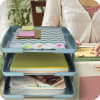 Acrimet Traditional Letter Tray 3 Tier Front Load Design (Solid Green) - Image 4 of 0