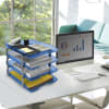 Acrimet Traditional Letter Tray 4 Tier Front Load Design (Clear Blue) - Image 2 of 0