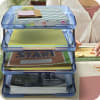 Acrimet Traditional Letter Tray 4 Tier Front Load Design (Clear Blue) - Image 4 of 0