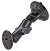 RAM-B-166-202U Twist-Lock 3.3" suction cup mount with medium double socket arm and AMPS round base, adjustable and secure for nonporous surfaces. - Image 1 of 0