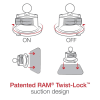 RAM-B-166-202U Twist-Lock 3.3" suction cup mount with medium double socket arm and AMPS round base, adjustable and secure for nonporous surfaces. - Image 4 of 0
