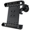 RAM Tab-Tite suction cup tablet mount with adjustable arm, shown holding a tablet securely for hands-free use on glass or smooth surfaces. - Image 3 of 0