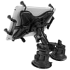 RAM dual articulating suction cup mount with double socket arm and X-Grip cradle, holding a 11" tablet on curved or flat surfaces. - Image 3 of 0