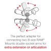 RAM Double Ball Adapter 1-inch Ball Mount â€“ Secure Mount for GPS, Camera, and Electronics in Aviation, Marine, and Vehicles. - Image 3 of 0
