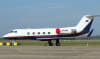 Gulfstream II/III (C-20D) aircraft covered with custom Silver Acrylic Sunbrella cockpit, engine, wing, and pitot covers for full protection against heat, frost, and environmental damage. - Image 4 of 0