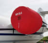 Gulfstream II/III (C-20D) aircraft covered with custom Silver Acrylic Sunbrella cockpit, engine, wing, and pitot covers for full protection against heat, frost, and environmental damage. - Image 5 of 0