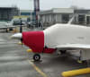 Custom-fitted Silver Acrylic Sunbrella canopy and engine covers on a Mooney Early M20 Series, protecting windows, fuselage, and engine cowl. - Image 5 of 0