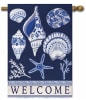 Chinoiserie Seashells Burlap Decorative House Flag - Image 1 of 0