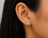 3 carat total weight princess-cut lab-grown diamond stud earrings in 14K white gold - Image 2 of 0