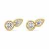 4 carat total weight round and pear lab-grown diamond bezel stud earrings in 14K gold - Image 1 of 0