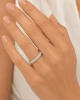 2 carat total oval lab-grown diamond eternity band with elongated oval diamonds worn on the ring finger - Image 2 of 0