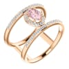 This rose gold double band ring features 1/3 carats of round brilliant diamonds, with a center morganite. - Image 1 of 0