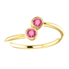 This cute 14k yellow gold pink tourmaline ring features two bezel set tourmalines with a warm pink hue. - Image 3 of 0