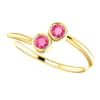 This cute 14k yellow gold pink tourmaline ring features two bezel set tourmalines with a warm pink hue. - Image 5 of 0