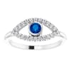 A 14k yellow or white gold diamond and sapphire evil eye ring with 0.24 carats of diamonds. - Image 2 of 0