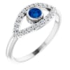 A 14k yellow or white gold diamond and sapphire evil eye ring with 0.24 carats of diamonds. - Image 4 of 0