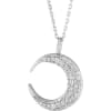 A 14k white gold crescent moon necklace with diamonds. - Image 1 of 0