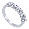 Diamonds and 14k white gold form a perfect partnership, mirroring you and your partner's! Featured with 5 round diamonds with a total diamond weight of 1.25 carats in this traditional diamond wedding band. - Image 3 of 0