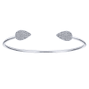 This beautiful open cuff features two leaves set in round diamonds for a naturally magnificent look, available in 14k white gold. - Image 1 of 0