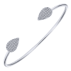This beautiful open cuff features two leaves set in round diamonds for a naturally magnificent look, available in 14k white gold. - Image 2 of 0