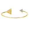 An open cuff with some intrigue, this 14k yellow gold bracelet shows off a hammered texture on one side and round brilliant diamonds on the other! - Image 1 of 0