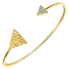 An open cuff with some intrigue, this 14k yellow gold bracelet shows off a hammered texture on one side and round brilliant diamonds on the other! - Image 2 of 0