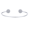 This double flower open cuff features twin diamond coated flowers, giving this unique cuff its glitter! - Image 1 of 0