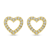 These 14k yellow gold diamond heart stud earrings feature round brilliant diamonds - Image 1 of 0