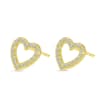 These 14k yellow gold diamond heart stud earrings feature round brilliant diamonds - Image 2 of 0